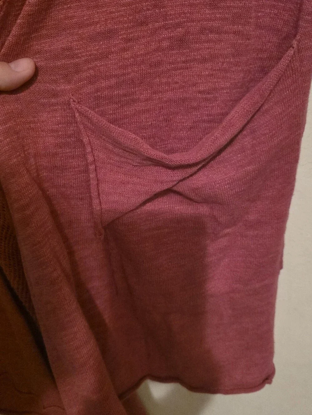 Moth Women’s Pink Open-Front Knit Cardigan Sweater with Draped Pockets Size XL